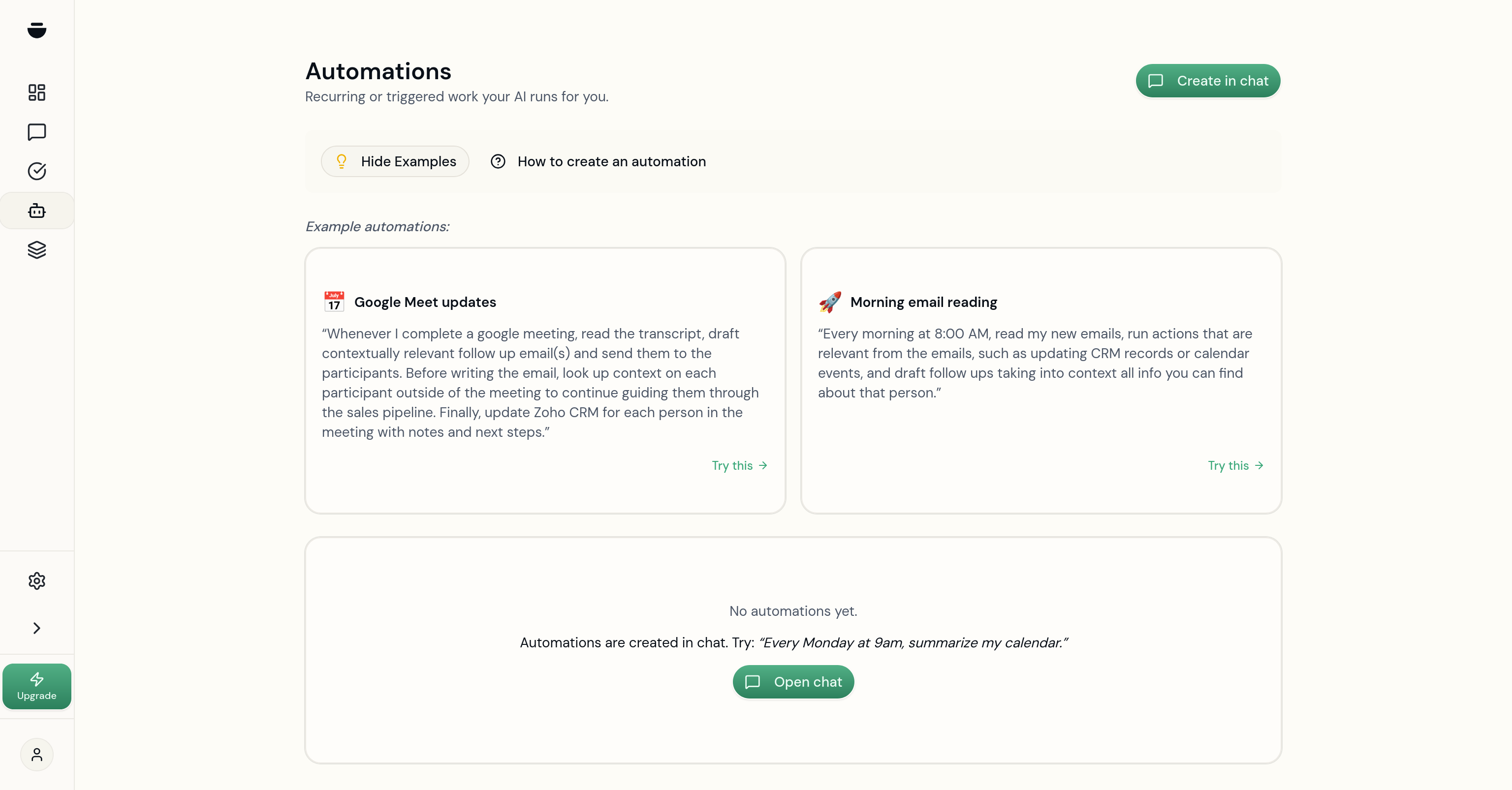 Chatbasin automations set up in plain language